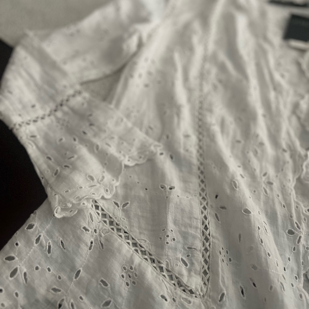 Lauren Ralph Lauren NWT White Eyelet Linen Duster Cottagecore Boho Coastal Small - Picture 8 of 15